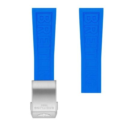 Breitling Blue Twinpro Rubber Strap - 24mm On Push Button