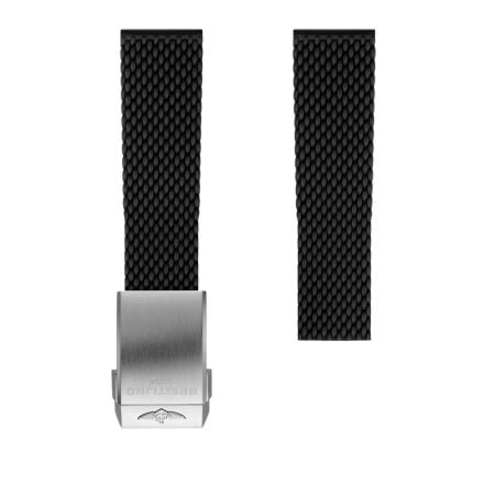 Breitling Black Mesh Rubber Strap - 22mm On Push Button // £370