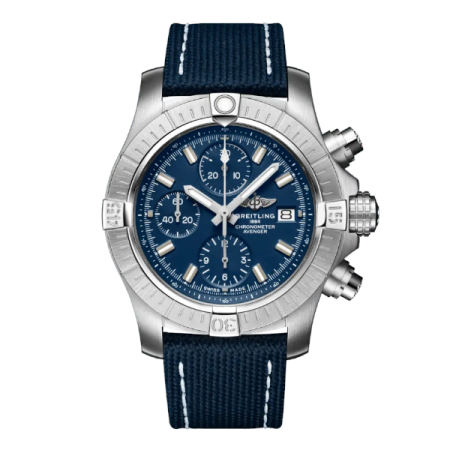 Breitling Avenger Chronograph 43 Automatic Military Strap Blue Tang Clasp