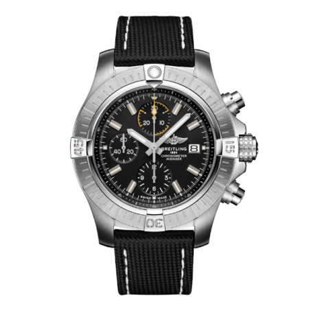 Breitling Avenger Chronograph 45 Automatic Military Strap Black Folding Clasp