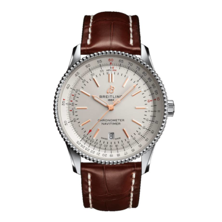 Breitling Navitimer Automatic 41 Silver Leather (Alligator) Tang Type