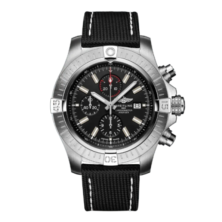 Breitling Super Avenger Chronograph 48 Automatic Military Strap Black Tang Clasp