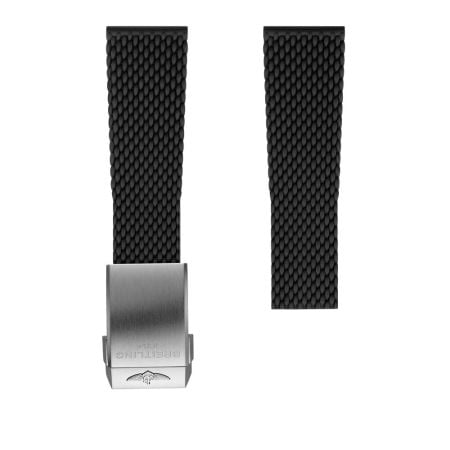 Breitling Black Mesh Rubber Strap - 24mm On Push Button // £370