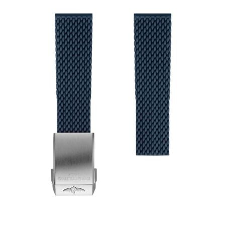 Breitling Blue Mesh Rubber Strap - 22mm On Push Button // £370