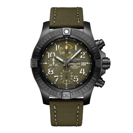 Breitling Avenger Chronograph 45 Night Mission Automatic Military Strap Green Tang Clasp